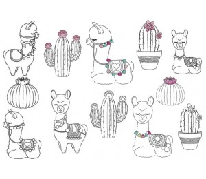 Stickdatei - Lama 1 Line Art